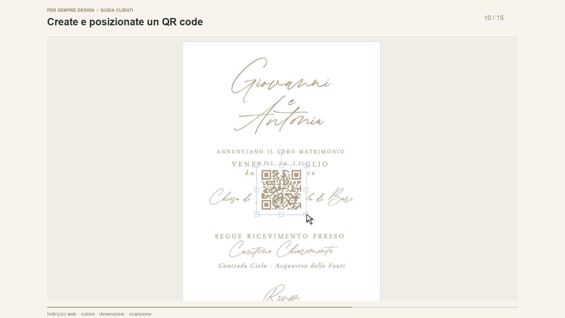 Creazione QR code nell’editor con indirizzo web e impostazioni