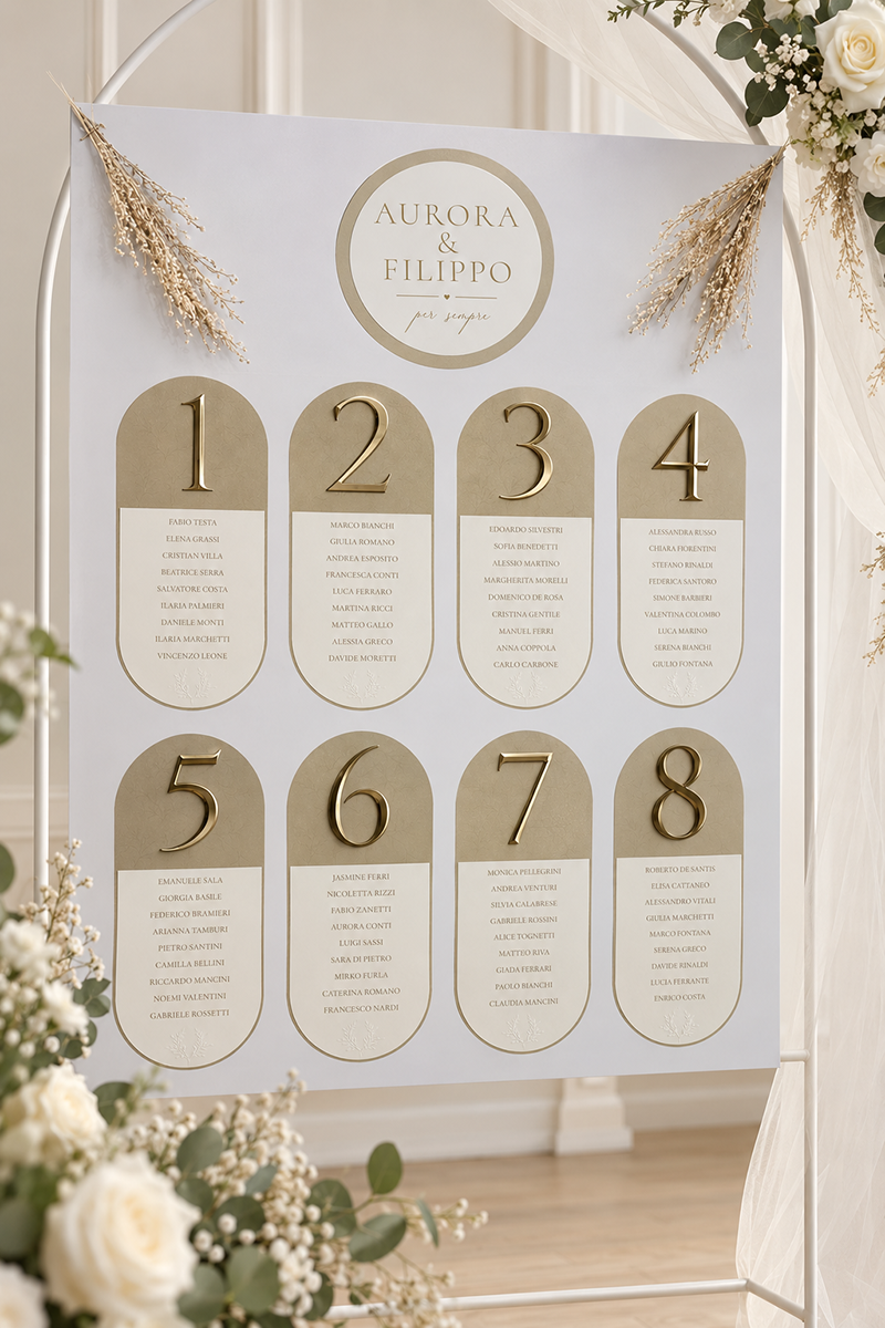 Tableau con scritte plex oro